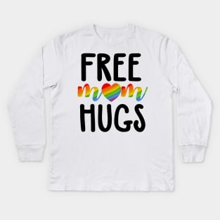 Vintage free mom hugs tshirt rainbow heart LGBT pride month Kids Long Sleeve T-Shirt